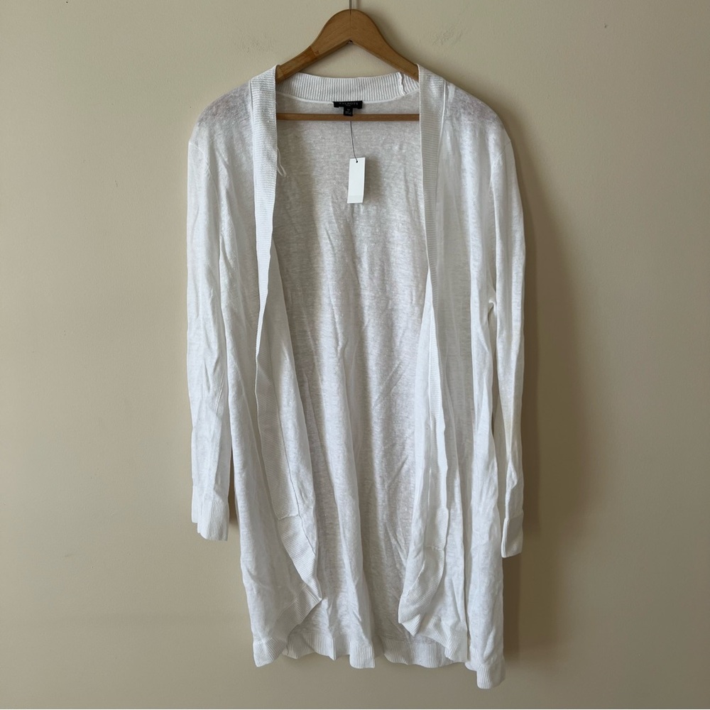 NEW Talbots 100% Linen Open Front Cardigan Size 1X White